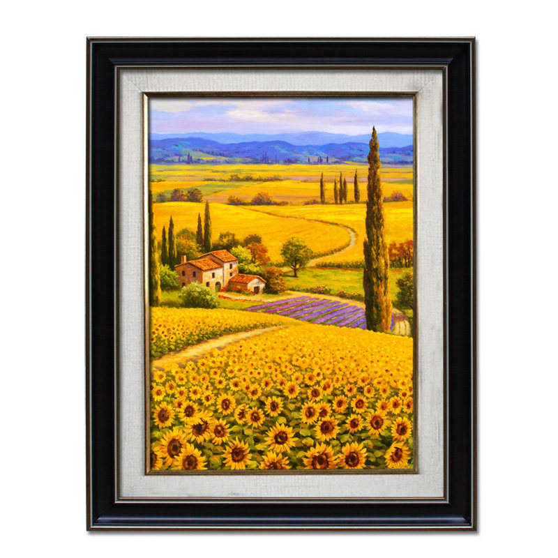 定制地中海风景油画竖版向日葵花田装饰画花卉喷绘油画