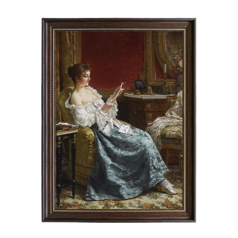 人物油画看书女孩卧室玄关装饰画欧式定制高清油画