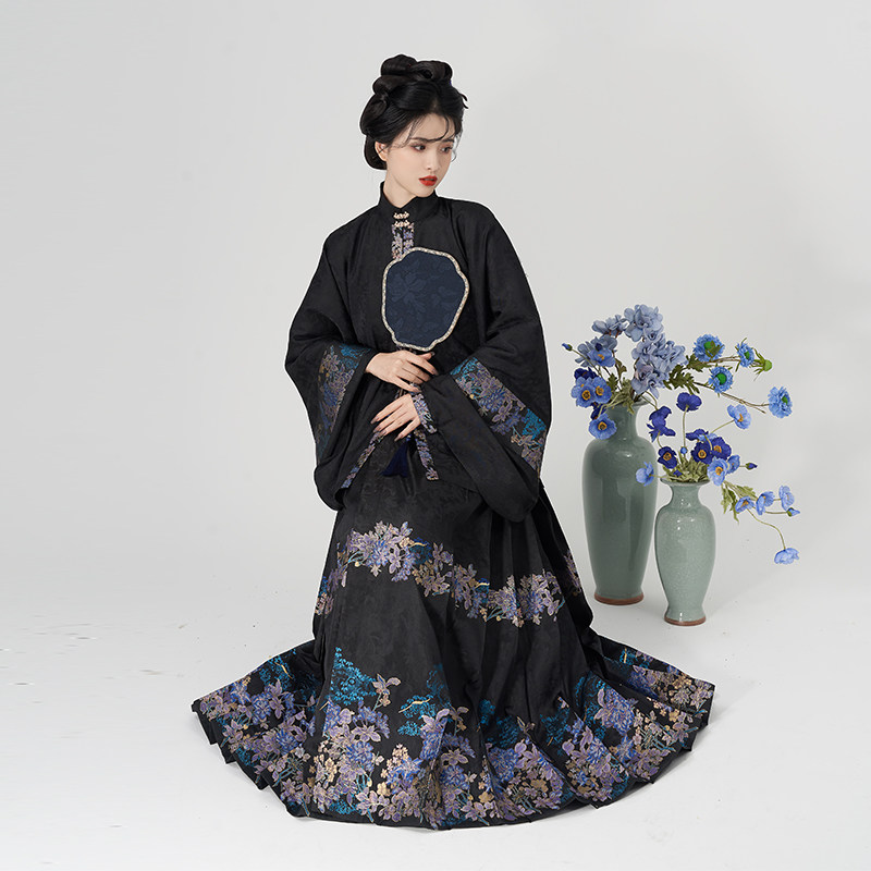 织造立领秋冬马面裙通勤袖短琵琶司原幽兰曲径汉服