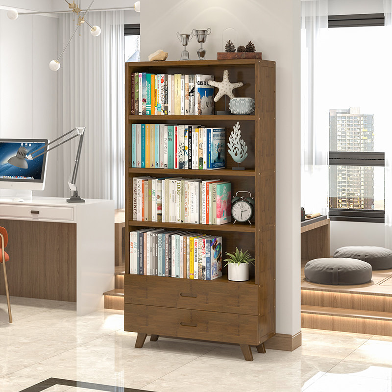 简易书架置物架落地儿童学生收纳小书书柜实木书架