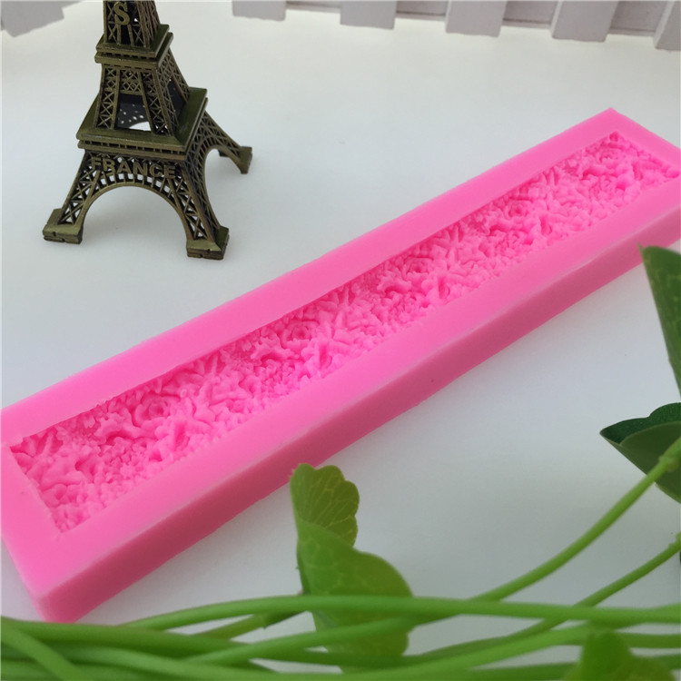 模具长条玫瑰压花硅胶翻糖diy烘焙蛋糕装饰烘焙模具