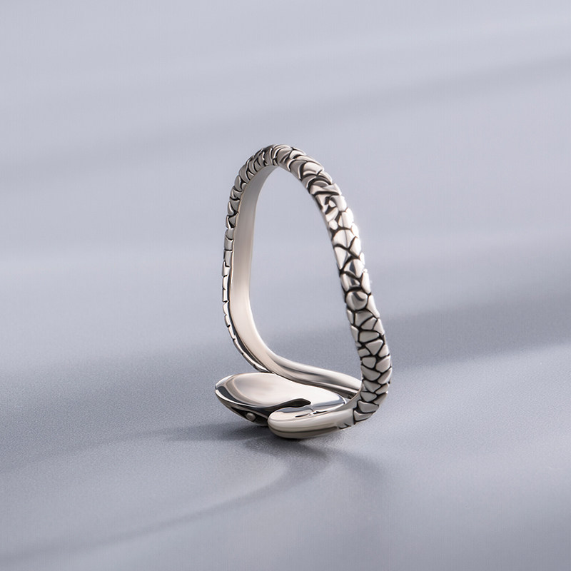 海盗船银饰 蛇戒指 925银 做旧复古缠绵生肖戒指 女礼物情人节
