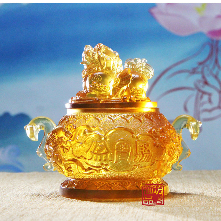 招财摆件琉璃貔貅聚宝盆镇风水创意客厅工艺品摆件