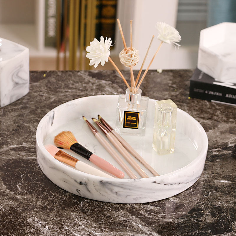 北欧简约托盘桌面家用圆形置物盘首饰收纳盘大展示盘酒店物品盘子