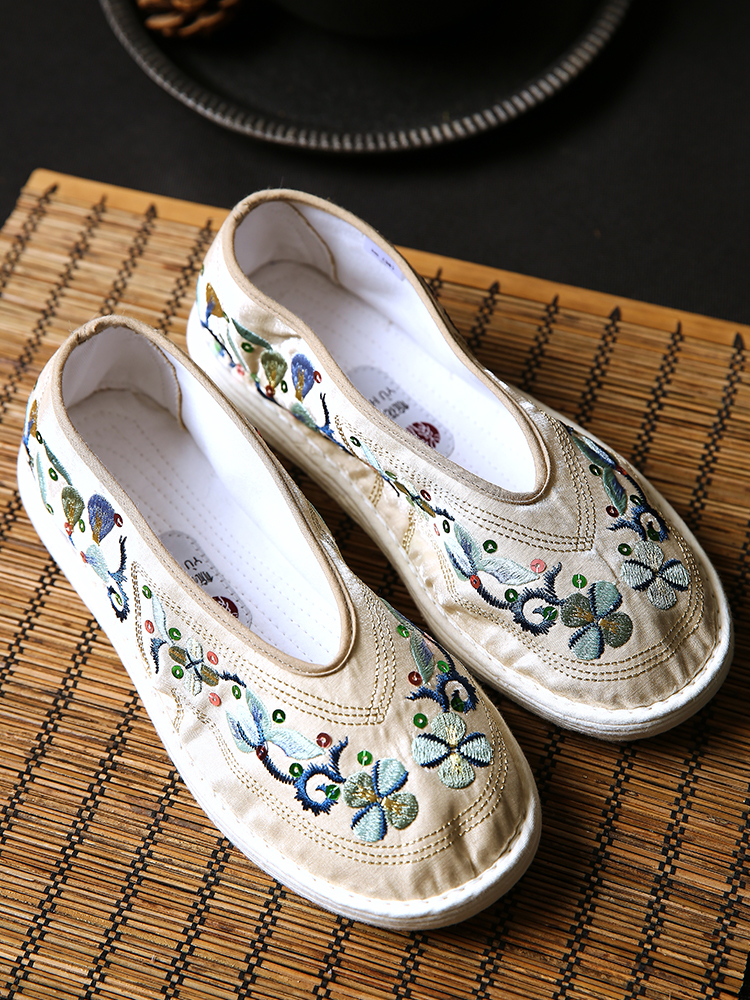 布鞋绣花鞋老北京布鞋花园千层手工国风计中创设原创布鞋