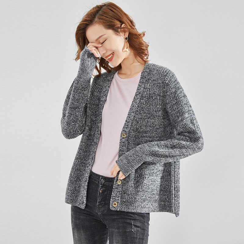 春竹羊毛衫外搭开衫女针织衫外套短款