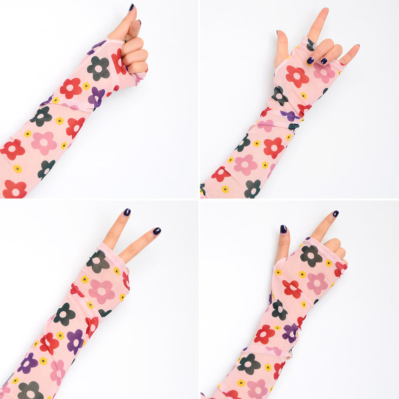 夏季网红美少女冰袖韩版图案可爱防晒冰丝护臂手袖冰凉透气袖子女