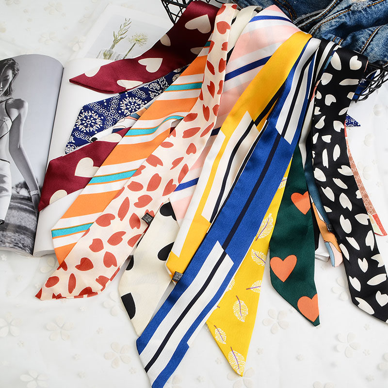 春秋百搭细窄超长条丝巾女手臂装饰丝带韩国多功能束发束腰小领巾