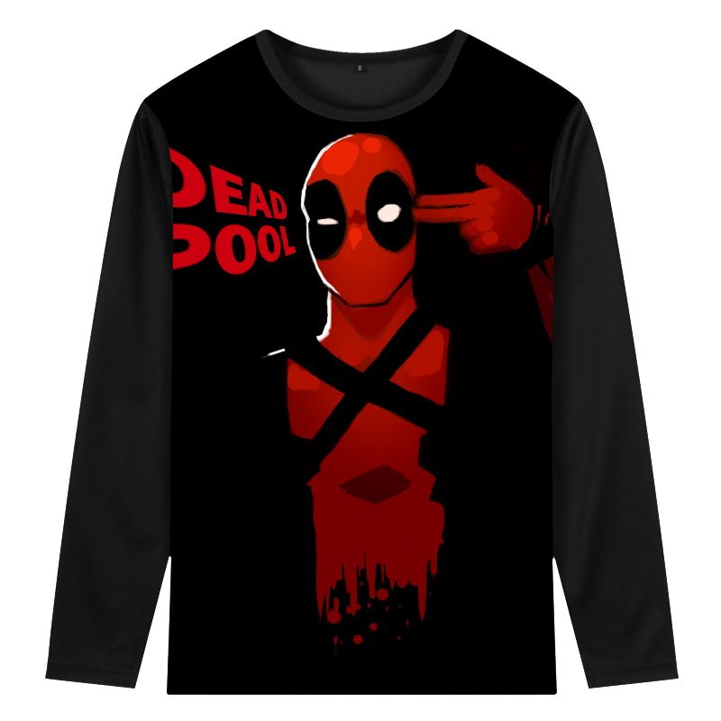 deadpool漫威英雄死侍周边潮流印花衣服春秋季青少年宽松长袖t恤