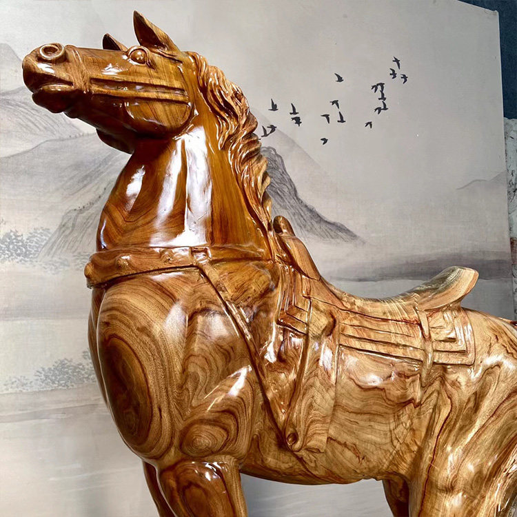 木雕摆件实木落地根雕马到成功工艺品客厅公司摆设其他
