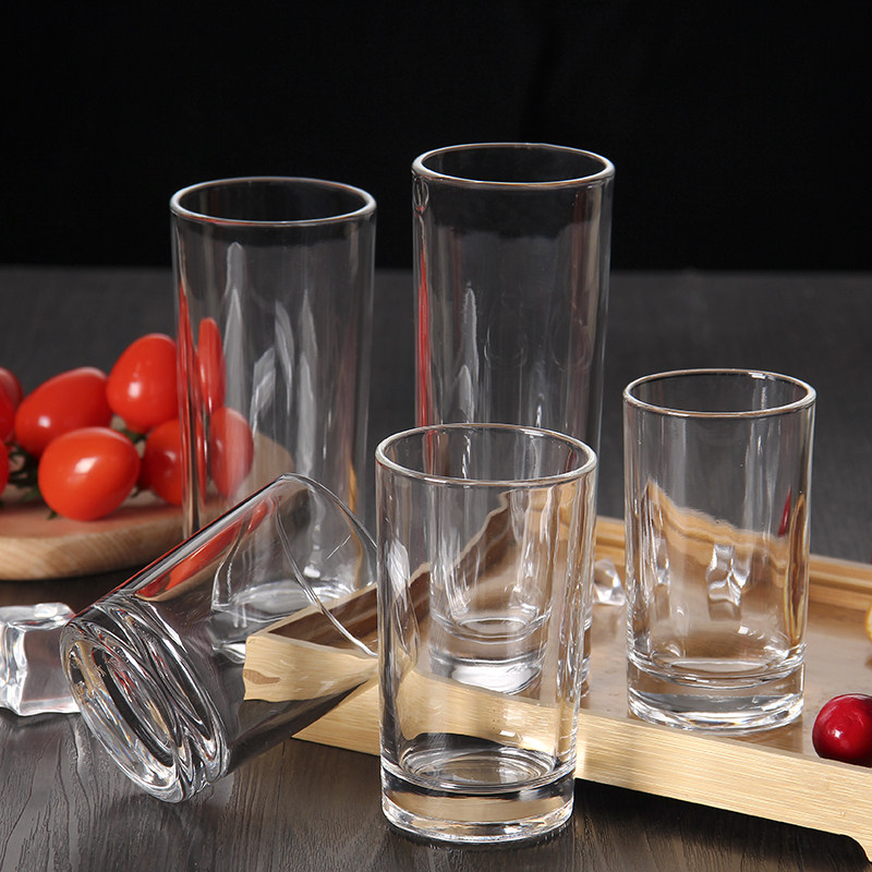 包邮家用餐饮杯圆柱型水杯直身玻璃杯茶水杯夏季耐热加厚6只