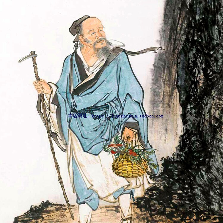 华佗采药图 画像 古代名医丝绸画 中医诊所装饰画 卷轴挂画 包邮