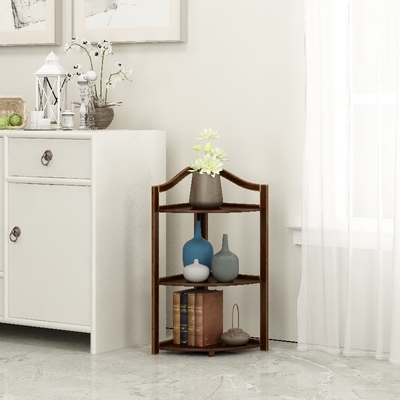 转角置物架落地三角架卧室客厅墙角花架实木多层书架浴室收纳储物