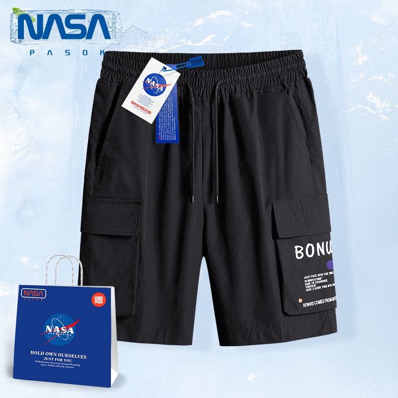 NASA联名短裤男夏季潮流休闲工装裤宽松青少年男生中裤冰丝五分裤
