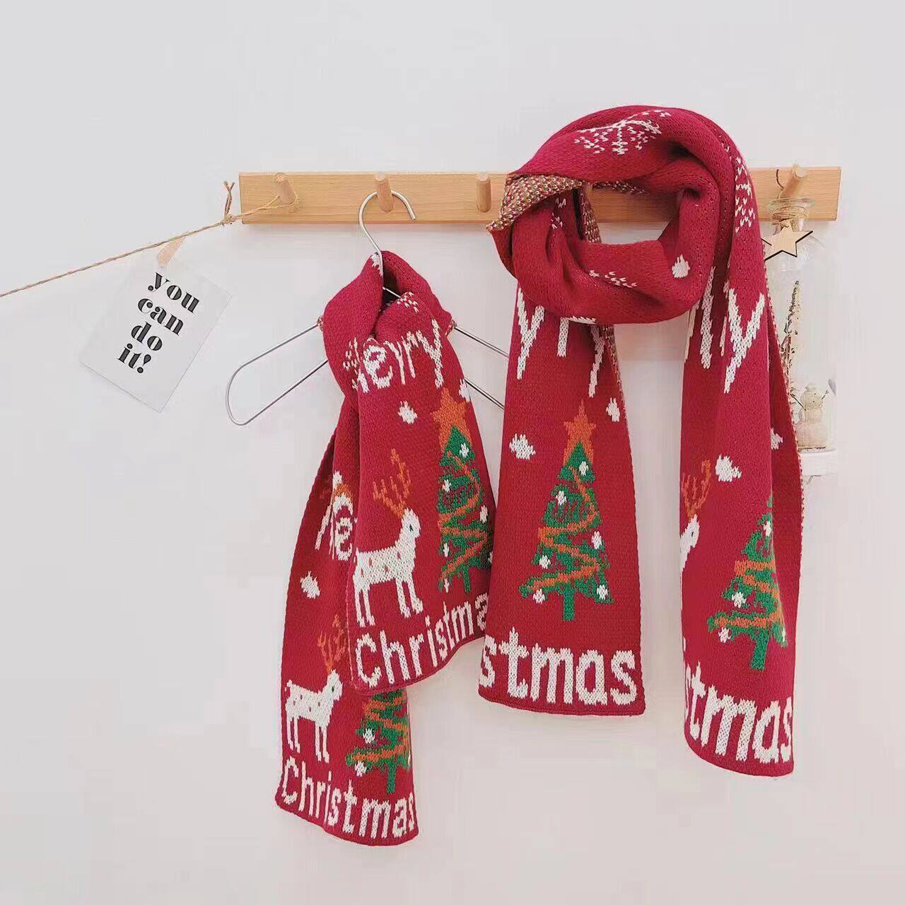 女童针织围巾2021冬装新款儿童洋气圣诞加厚围巾