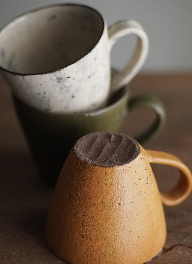 咖啡杯三色刷釉日式马克复古手工新印记原创陶社咖啡杯