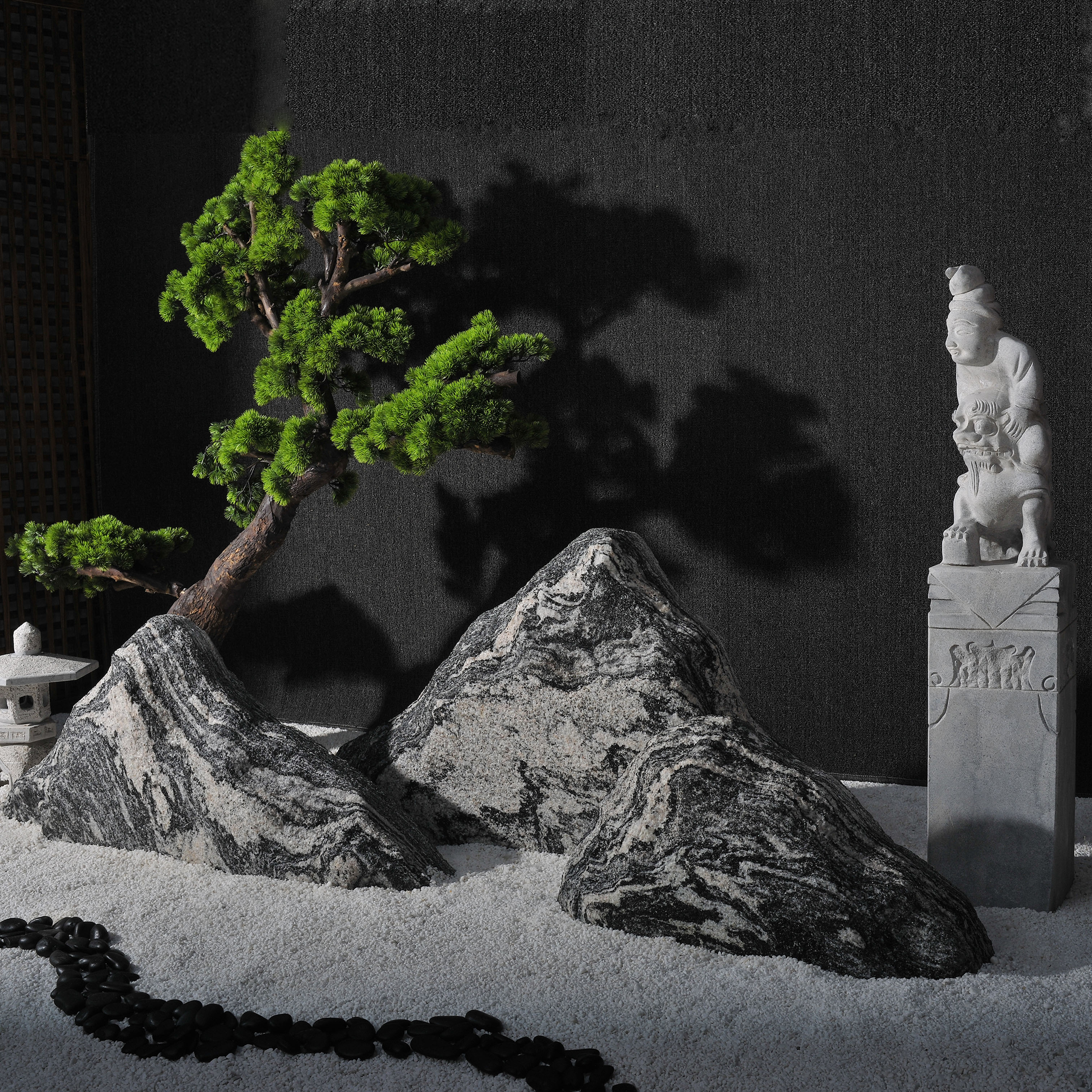 雪浪石切片组合泰山石景观石室内枯山水造景假山石头庭院装饰摆件