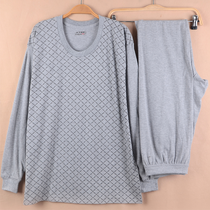 中老年加肥加大纯棉秋衣秋裤老人全棉基础内衣保暖套装