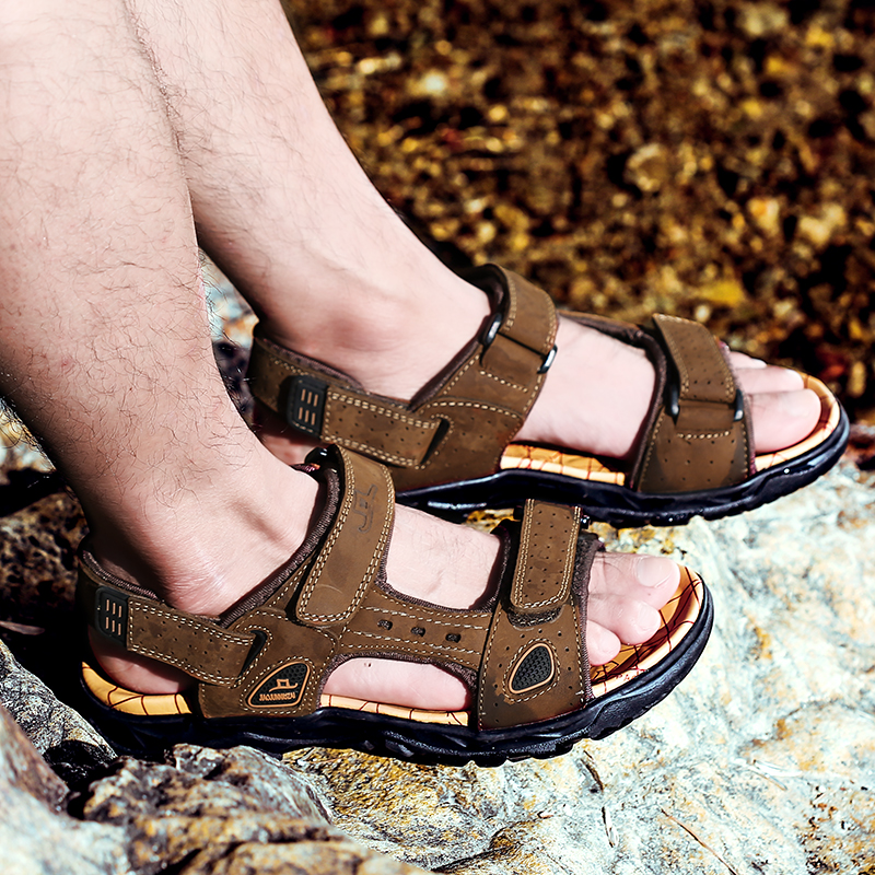 西域骆驼凉鞋男潮潮流百搭运动沙滩真皮透气沙滩鞋