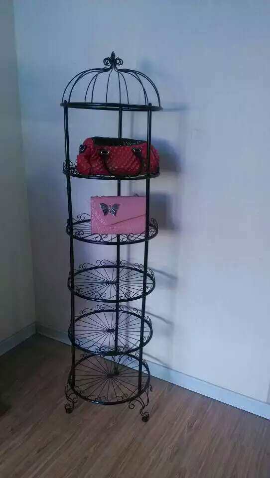 创意鸟笼置物架装饰铁艺货架转角落地置物架复古服装店多层展示架