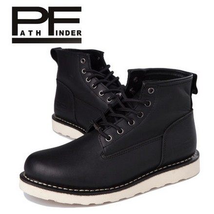 春季pf男鞋圆头真皮休闲鞋英伦工装鞋高帮鞋男高帮鞋