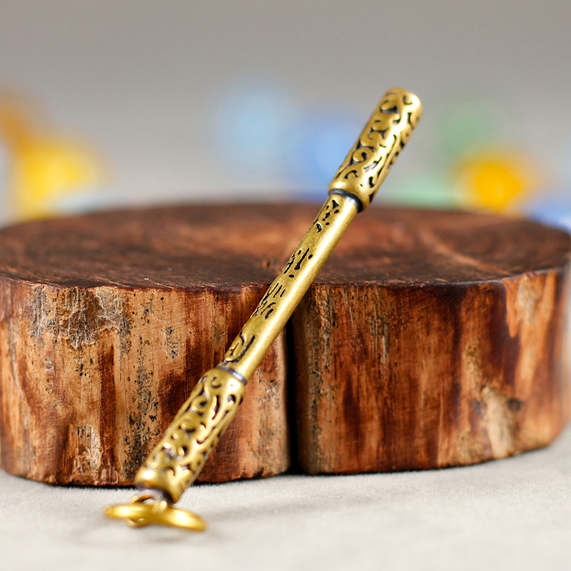 创意手工金属纯铜金箍棒大圣武器黄铜钥匙扣挂件复古挂坠礼物