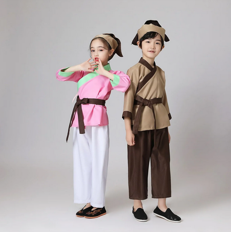 儿童古装汉服悯农愚公移山服幼儿小书童药童服国风锄禾农民演出服