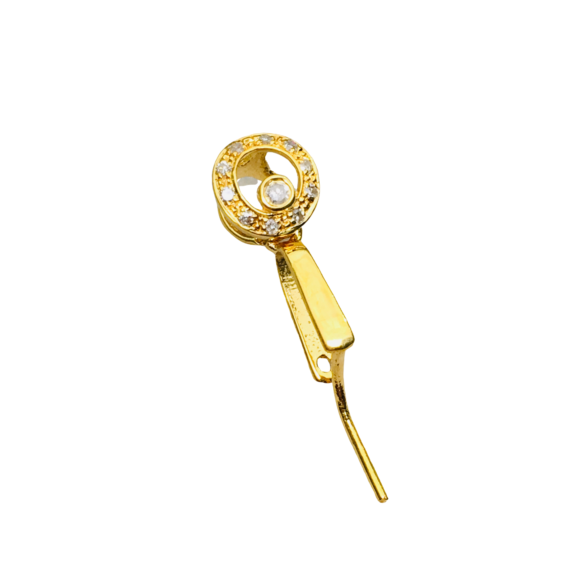 18k黄金加厚甜圈镶钻扣头玉佩瓜子扣翡翠花扣