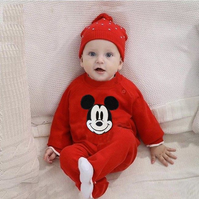 婴儿米奇毛衣母女四口三口婴儿亲一家连体衣拜年亲子装