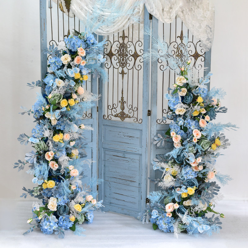 婚庆仿真花艺弧形拱门月亮花酒店背景布置装饰婚庆绢花