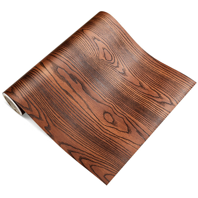花梨木纹贴纸旧衣柜子实木门桌面防水自粘墙纸软装墙贴