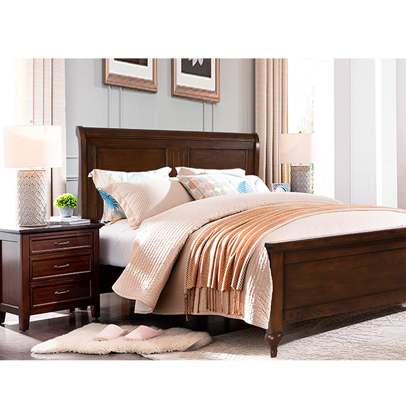 木床左拉家居burton伯顿美式实木18米双人床卧室实木床