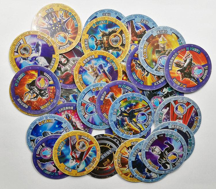 包邮奥特曼卡片加厚塑料小圆卡片圆形卡片儿童玩具卡牌96张
