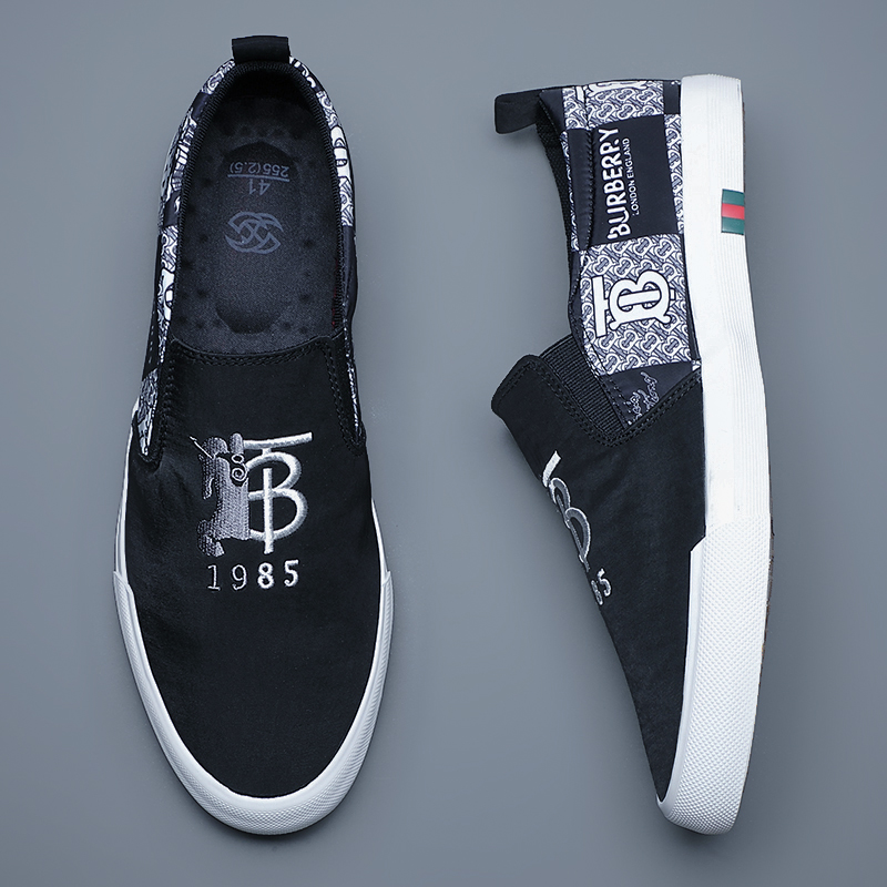 2022年新款帆布鞋男鞋春秋潮鞋子男士休闲鞋一脚蹬懒人鞋潮流板鞋