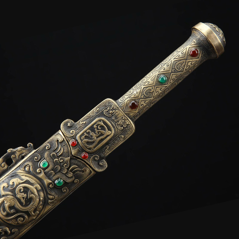 干将纯铜花纹钢古剑宝剑一体刀剑高端送礼冷兵器刀剑