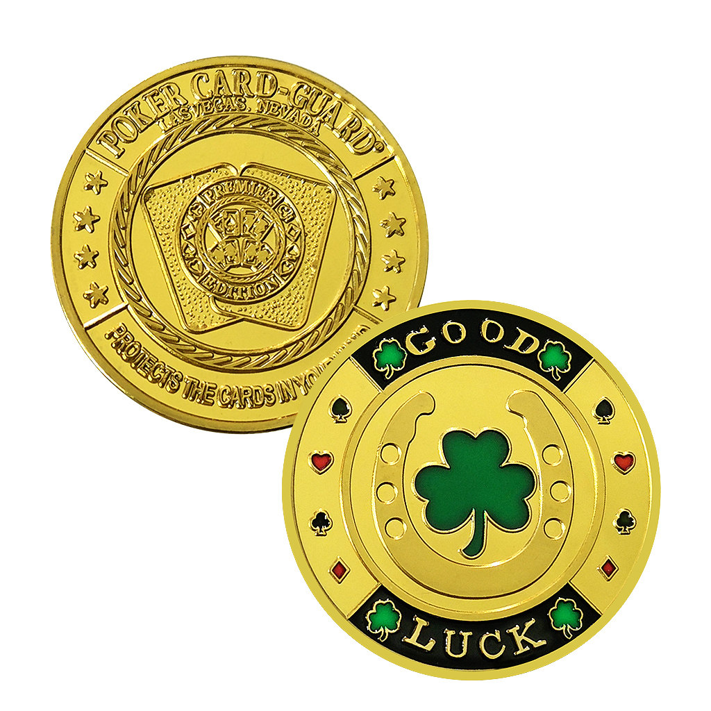 三叶草幸运扑克硬币goodluck纪念章压牌器决策币金属玩具徽章