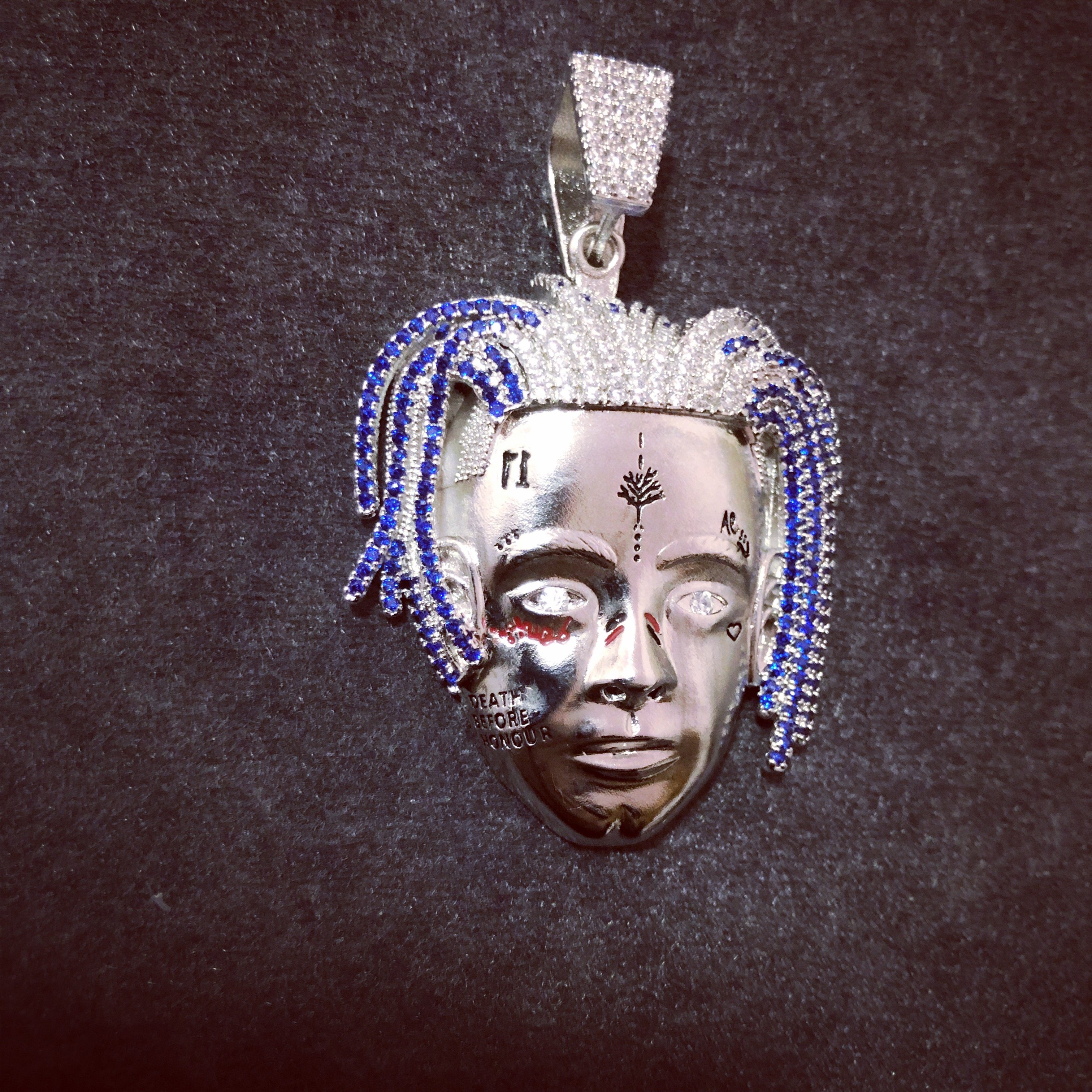 xxxtentacion锆石人像吊坠嘻哈项链潮流饰品hiphop珠宝首饰项链