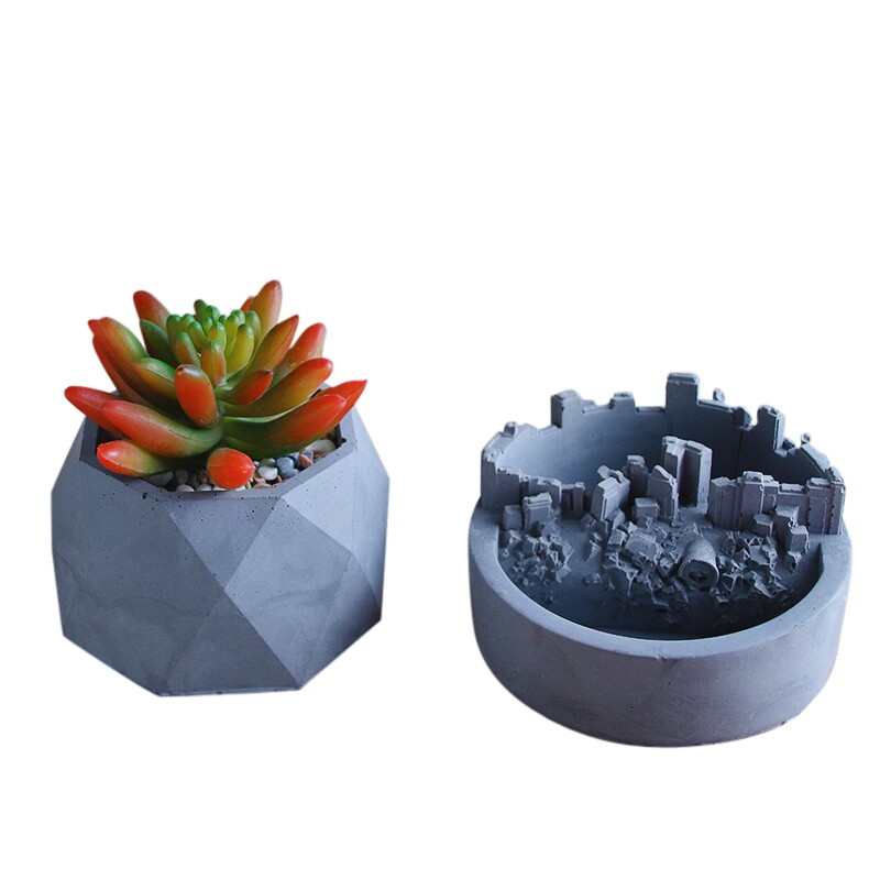 清水水泥花盆硅胶模具盆景模型制作盆栽自制多肉烘焙模具