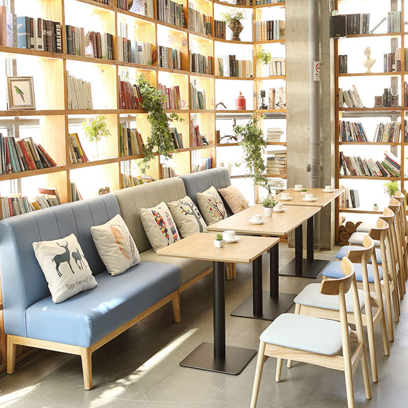 书吧休息区洽谈接待沙发简约休闲咖啡厅奶茶茶店卡座