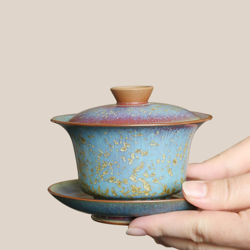 钧瓷禹州神垕镇手工任晓飞晓飞金风玉露盖碗窑变鉴赏盖碗