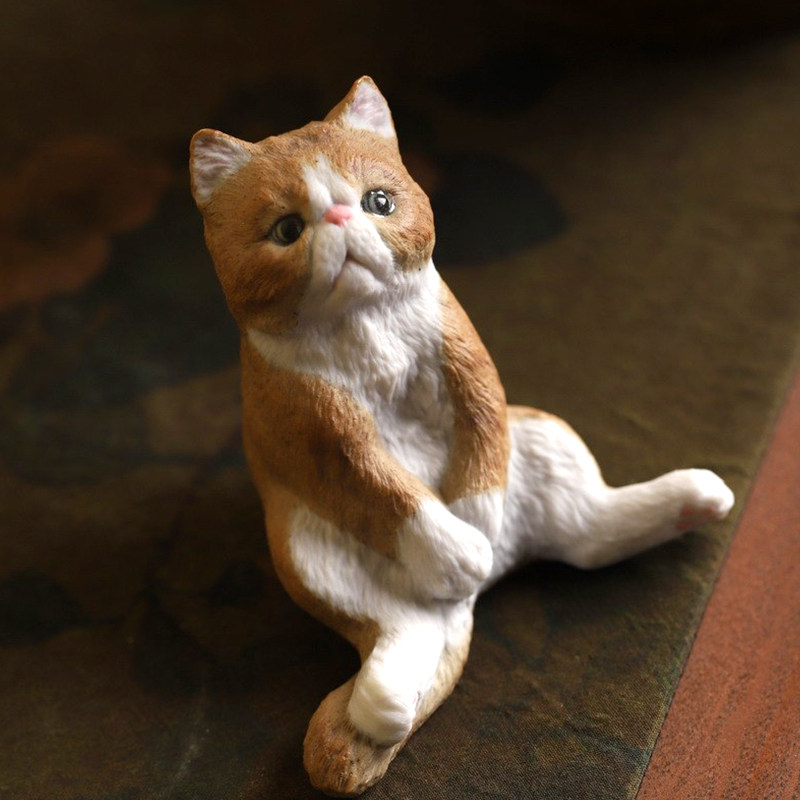 德馨阁手工陶制小猫猫咪加菲猫茶宠席间雅物景德镇陶瓷装饰摆件