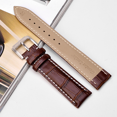 手表带男真皮表带头层牛皮表带纯皮白线代用dw天梭卡西欧美度天王