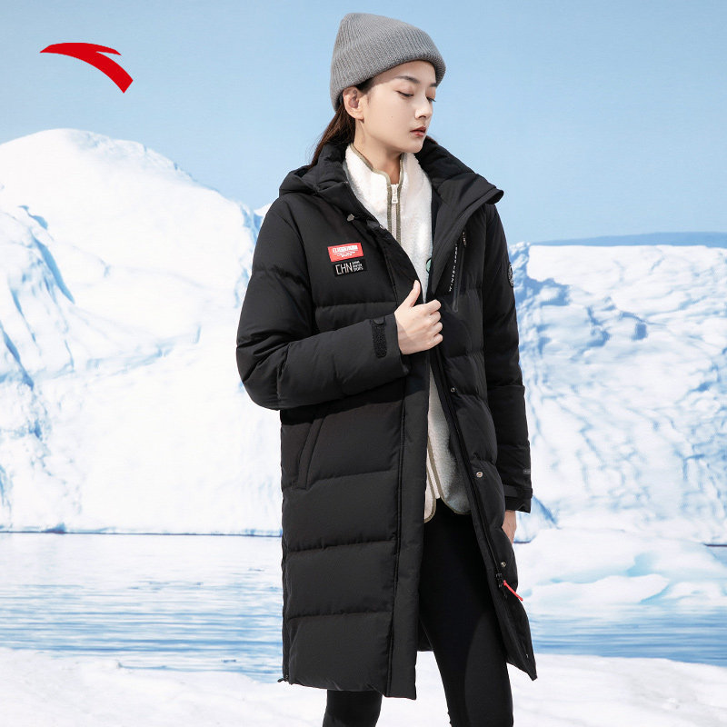 中国冰雪安踏羽绒服女长款2021年冬季新石墨烯保暖鸭绒外套女
