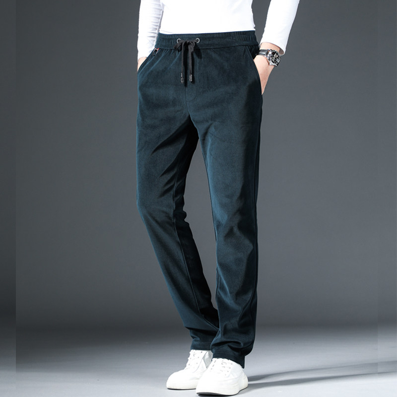 春季灯芯绒裤子男长裤宽松直筒条绒裤男士休闲裤春秋款运动裤男裤