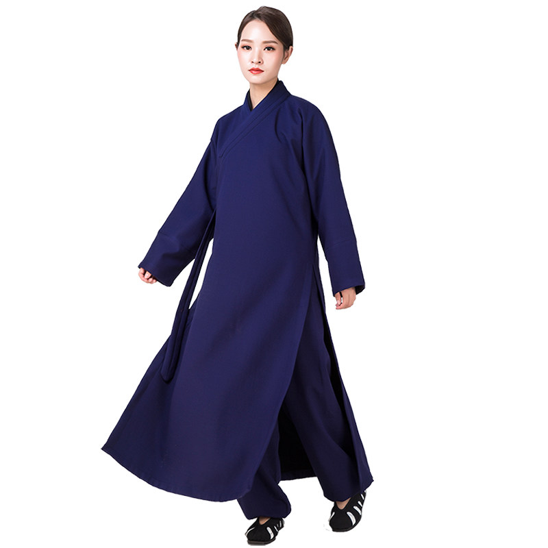 秋冬季加厚道士服装女道教服装道袍男中国风武当居士服道服长大褂