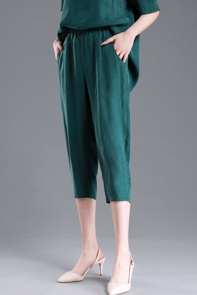 真丝休闲裤女铜氨丝裤子薄款七分裤