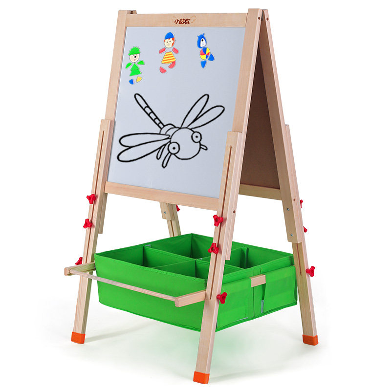 小盆友 实木升降双面磁性支架式儿童收纳画板写字板画架小黑板