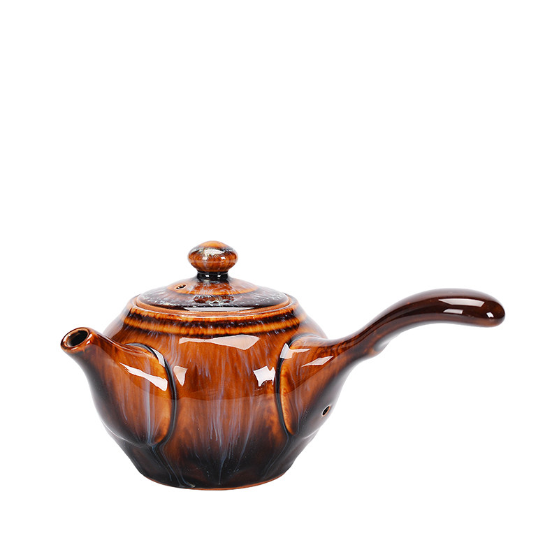 精美建盏窑变茶壶泡茶家用大号容量手柄单壶茶壶
