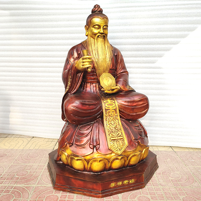 大号王禅老祖铜像道教神像风水铜器工艺品摆件摆件