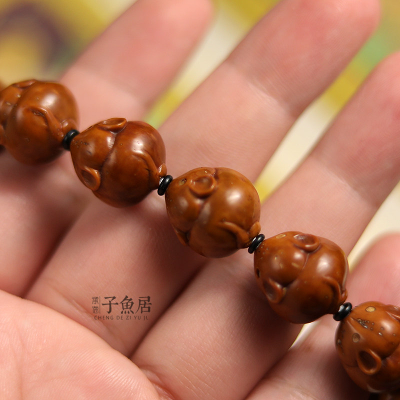 紫金金鼠雕刻小老鼠鼠钱135mm手串手链黄皮油籽佛珠